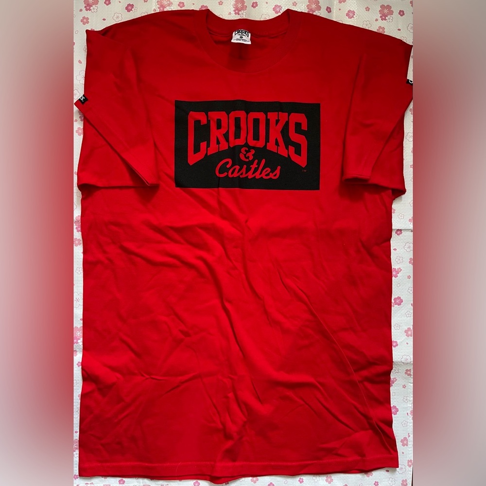 Crooks & Castles Mens Red Core Box Graphic Logo T-Shirt Size L